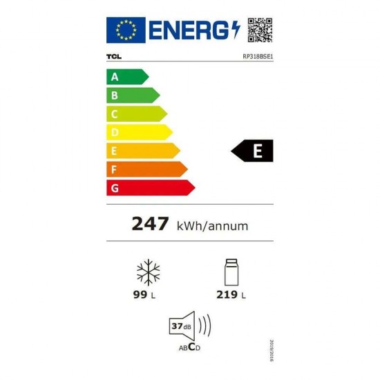 TCL RP318BSE1 Ψυγειοκαταψύκτης Total NoFrost Υ185xΠ59.5xΒ63εκ. Dark Silver