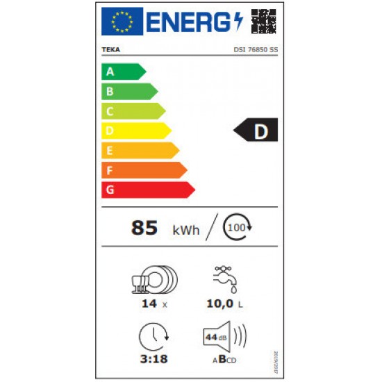 Teka DSI 76850 Εντοιχιζόμενο Πλυντήριο Πιάτων για 14 Σερβίτσια Π59.8xY81.5εκ. Inox  