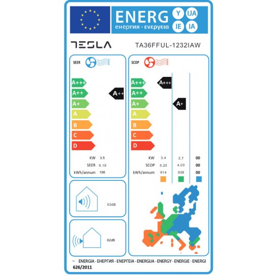 Tesla TA36FFUL-1232IAW inverter 12000 BTU A++/A+++ με Wi-Fi