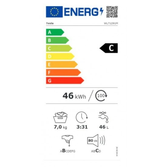 Tesla WL71291M Πλυντήριο Ρούχων Άνω Φόρτωσης (7kg) 1200 Στροφών