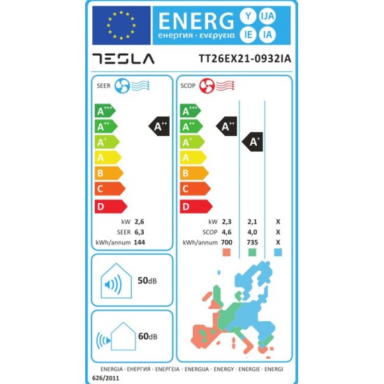 Tesla TT26EX21-0932IA Κλιματιστικό Inverter 9000 Btu A++/A+