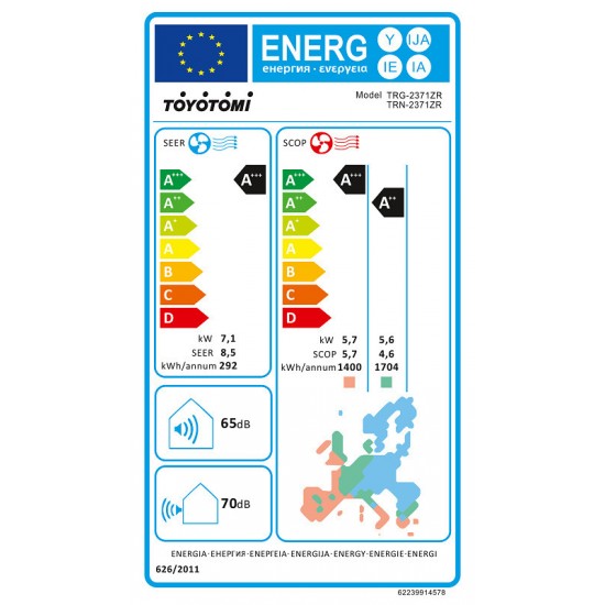 Toyotomi TRN/TRG-2371ZR Izuru Κλιματιστικό Inverter 24000 BTU με Ιονιστή και WiFi ,10 χρονια ολικη εγγυηση
