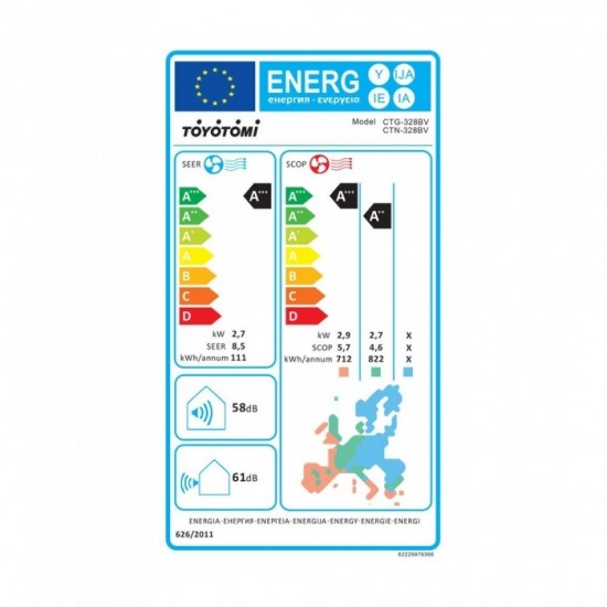 Toyotomi Erai CTG/CTN-328BV Black Velvet Κλιματιστικό Τοίχου 9.000BTU,Τεχνητή Νοημοσύνη,10 χρονια ολικη εγγυηση