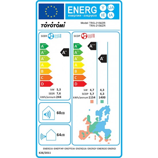 Toyotomi Izuru eco II TRN/TRG-2156ZR Κλιματιστικό Inverter (18000 BTU) A++/A+ με Ιονιστή και WiFi (R32)