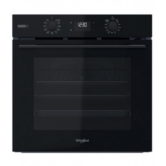 Whirlpool OMSK58RU1SB Φούρνος 71ltr,μαυρος,με Πυρόλυση + Υδρόλυση,Multifunction με 10 λειτουργίες,Steam +