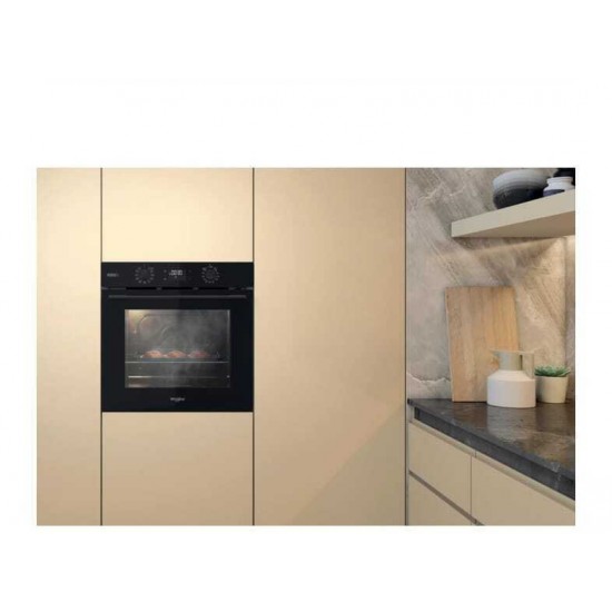 Whirlpool OMSK58RU1SB Φούρνος 71ltr,μαυρος,με Πυρόλυση + Υδρόλυση,Multifunction με 10 λειτουργίες,Steam +