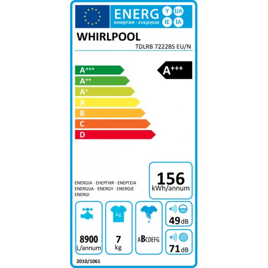 Whirlpool TDLRB 7222BS EU/N Πλυντήριο Ρούχων (7kg) 1200rpm Σλοβακία