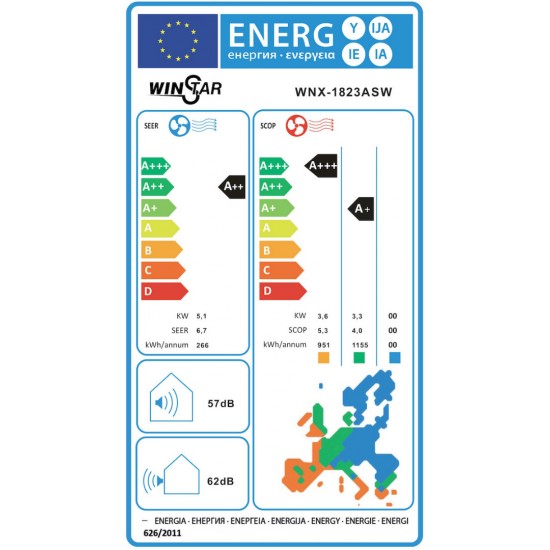 Winstar WNX-1823ASW , Inverter (18000 Btu,by AUX,Wi-Fi Ready,,Α++/Α+++,κατασκευη AUX