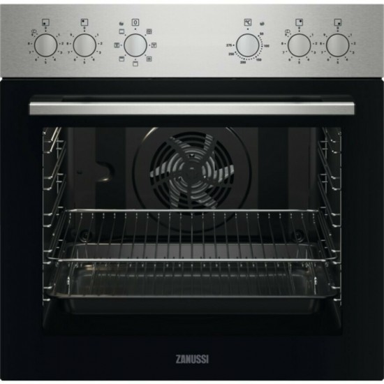 Zanussi ZOHEX0X Fancook Φούρνος κάτω Πάγκου 72lt Inox,Φούρνος multifunction με κυκλική αντίσταση,Πιεζόμενοι διακόπτες, Aqua Clean